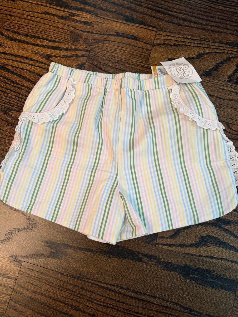 The Beaufort Bonnet Company Pastel Striped Lace-Trim Bermuda Shorts